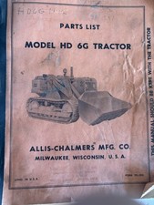 Allis Chalmers HD6G Tractor Crawler Loader Dozer Bulldozer Parts Catalog Manual
