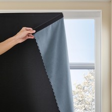 Autohesion Curtains for Windows,Bedroom Blackout 35"W x 48"H, Black