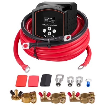 Uimoso Dual Battery Isolator Kit 12V 300A with Voltage Relay and Voltmeter