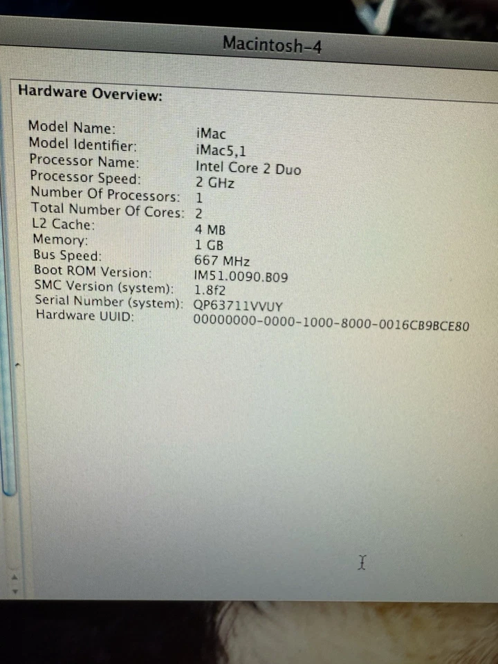 Apple iMac A1208 17" Desktop: Intel C2D 2GHz 1GB Ram 160GB - READ - Image 3 of 4