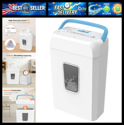 Bonsaii Paper Shredder for Home Use, 3.4 Gal Wastebasket, 6 Sheet Crosscut Paper