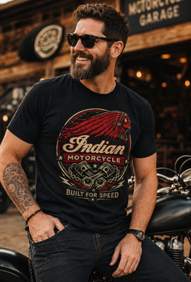 Indian Motorcycle Logo T-Shirt Men s Heavy Cotton Graphic Tee