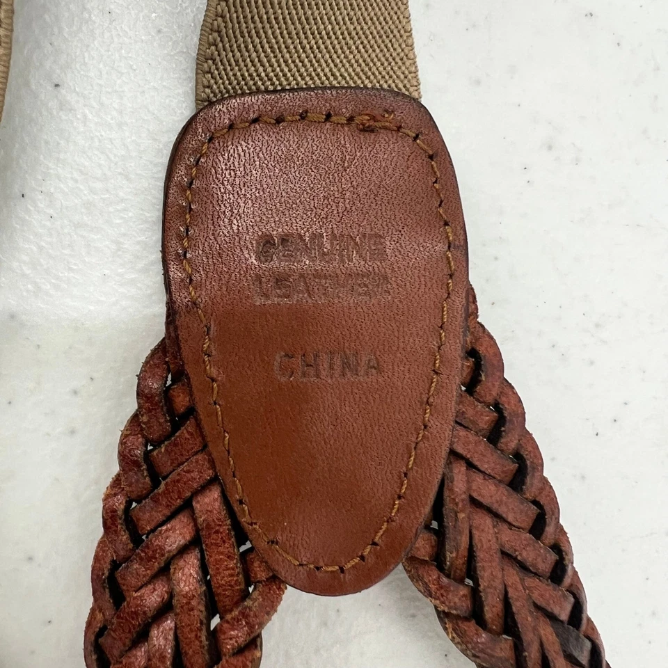 Tirantes trenzados marrones vintage de cuero Dapper Steampunk boda Foto 2 de 4