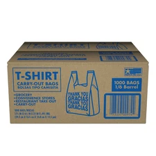 T-Shirt Carry-Out Bags, 11.5" x 6.5" x 22" (1,000 ct.) (FREE SHIPPING)