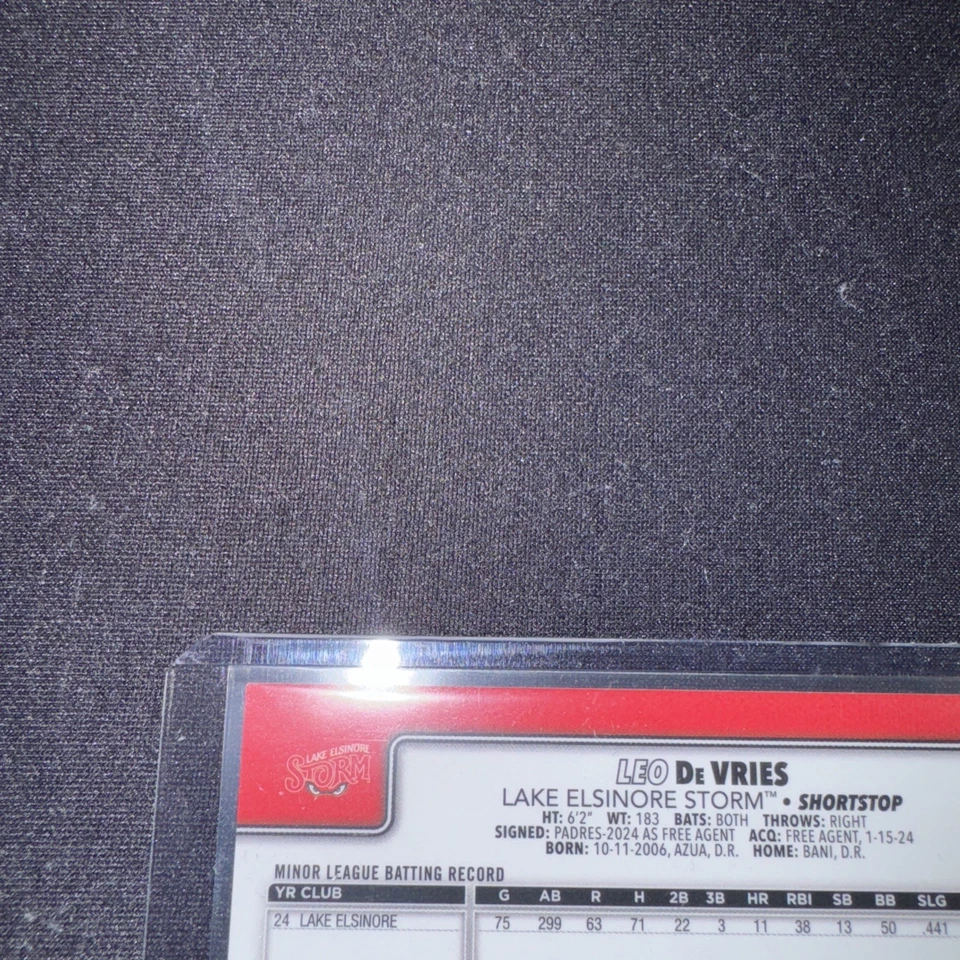 2025 Topps Pro Debut Leo De Vries Gold Refractor Auto Autograph #46/50 - Storm - Image 4 of 4