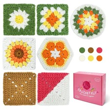 SGIBYN Crochet Kit for Beginners with 6 inches x 6 inches, yellow 