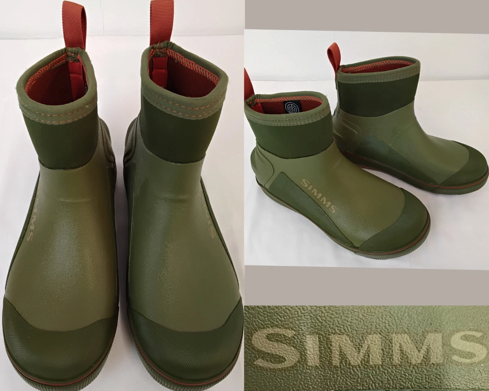 Simms Challenger 7" Deck Boots Men's US 9 Rubber Boots Waterproof Green #Z4783