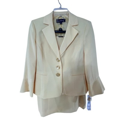 Evan Picone 2PC Skirt Suit Size 6 Midi Yellow NWT Business City Preppy