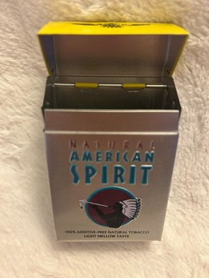 MINT Natural American Spirit Cigarettes Yellow & Silver METAL TIN only- Flip Top