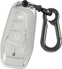key fob cover case keychain Soft TPU key case 5 Buttons fit Smart Remote-White
