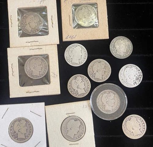 BARBER QUARTERS .25  90% Silver Lot Of 12 U.S. Coins