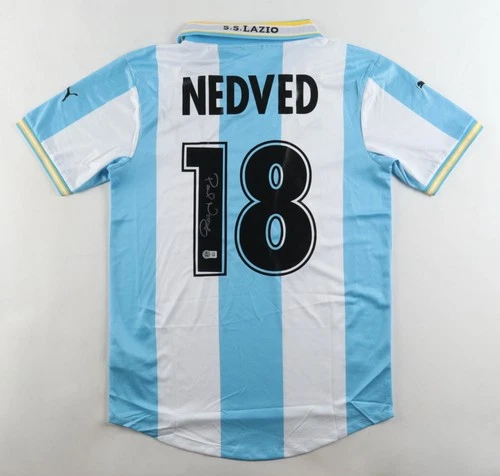 Pavel Nedved Signed S.S. Lazio Auth Home Soccer Jersey #18 with Beckett Auth