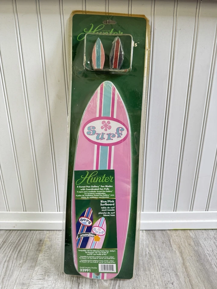 Hunter Surfboard Fan Blades Surf Decor Beach House Bar Pink / Blue Reversible - Image 2 of 4
