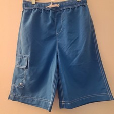 LANDS' END Boys Swim Trunks Sz Large L 14-16 Board Shorts Built-in Brief Liner