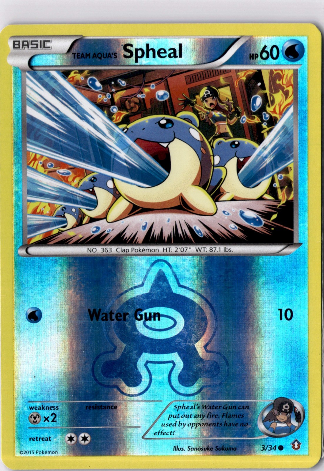 Team Aqua's Spheal 3/34 Common Double Crisis Pokemon Lightly Played