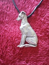 Whippet Greyhound necklace "Sitting". Pewter Dog Jewelry by Cindy A. Conter 13F