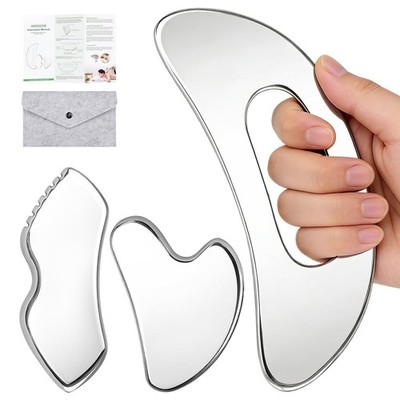 airogym 3 in 1 Stainless Steel Gua Sha Massage Tool - Professional Muscle Scrape