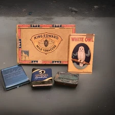 Vintage Cigar Boxes & Tobacco Tins Lot Of 5 TOP, BUGLER & More