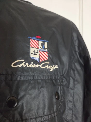 Vintage ROBBY'S Sportswear Chris Craft Boats Black Nylon Moto Style JACKET, M - product listing photo