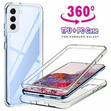 For Samsung S24 Ultra/S23/S22+ Slim 360° Full Protect Clear TPU+PC Case Cover