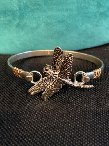 Dragonfly Swap Top Sterling silver Signed KOVEL Gold accents Bracelet