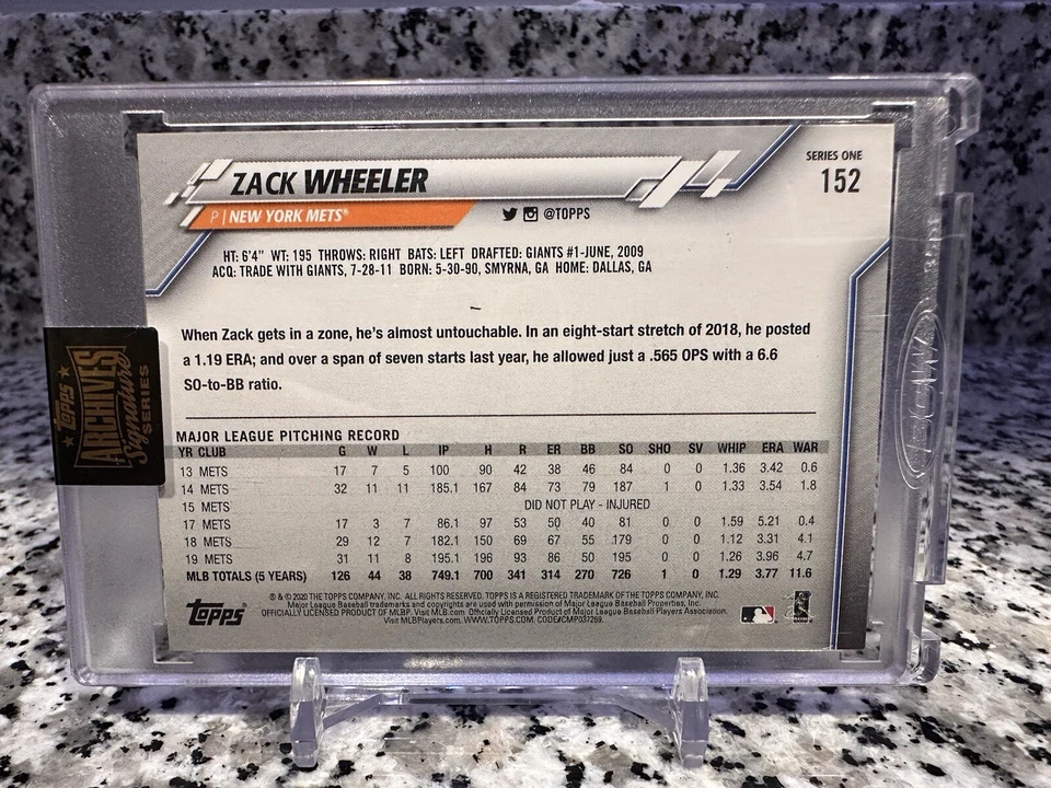 2022 Topps Archives Zack Wheeler Signature Series Autograph /54 - Image 2 of 2