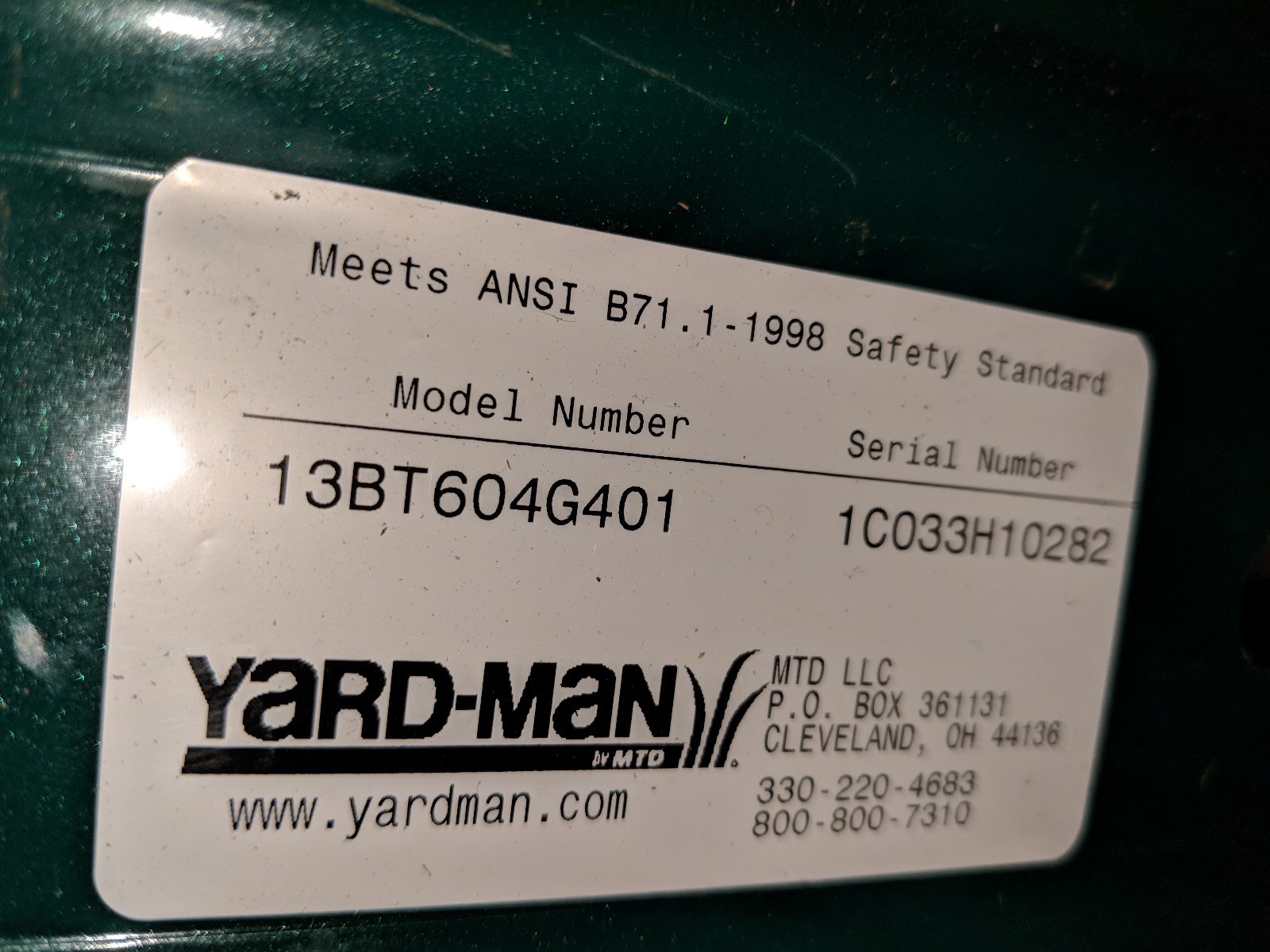 MTD Yardman 20hp 13BT604G401 drive pedal #683-0266