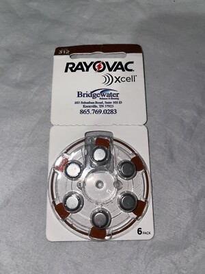 Rayovac Size 312 Xcell Hearing Aid Batteries 6 Pack