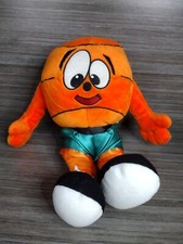 Orange Basketball Plush Toy Figure Green Shorts Big Eyes Mascot Vintage 