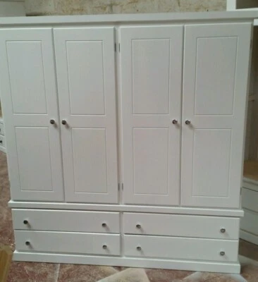 HANDMADE CAMBRIDGE QUAD 4 DRAWER WARDROBE IN WHITE (NOT FLATPACKED)