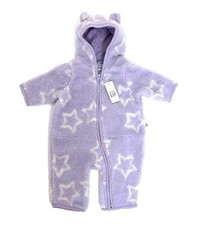 Ex Baby GAP Girls Lilac Star Fleece Hooded Pramsuit Snowsuit All in One  0 - 24