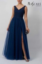 Mascara Mc213115 size 6 Evening Dress navy blue beaded Tulle NWT