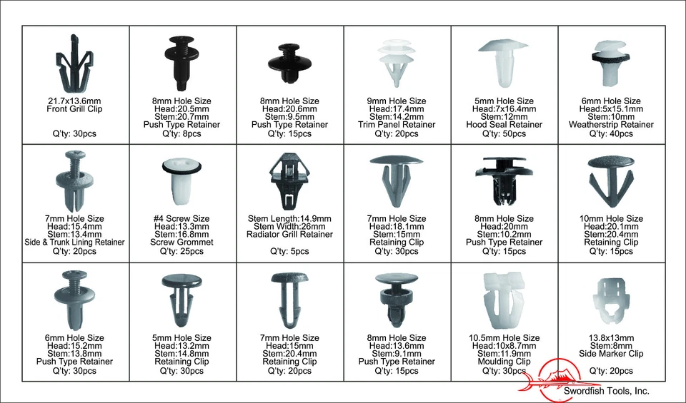 Swordfish 60220 - 418 piezas surtido de clip de sujetador de carrocería automática para Honda Foto 2 de 2