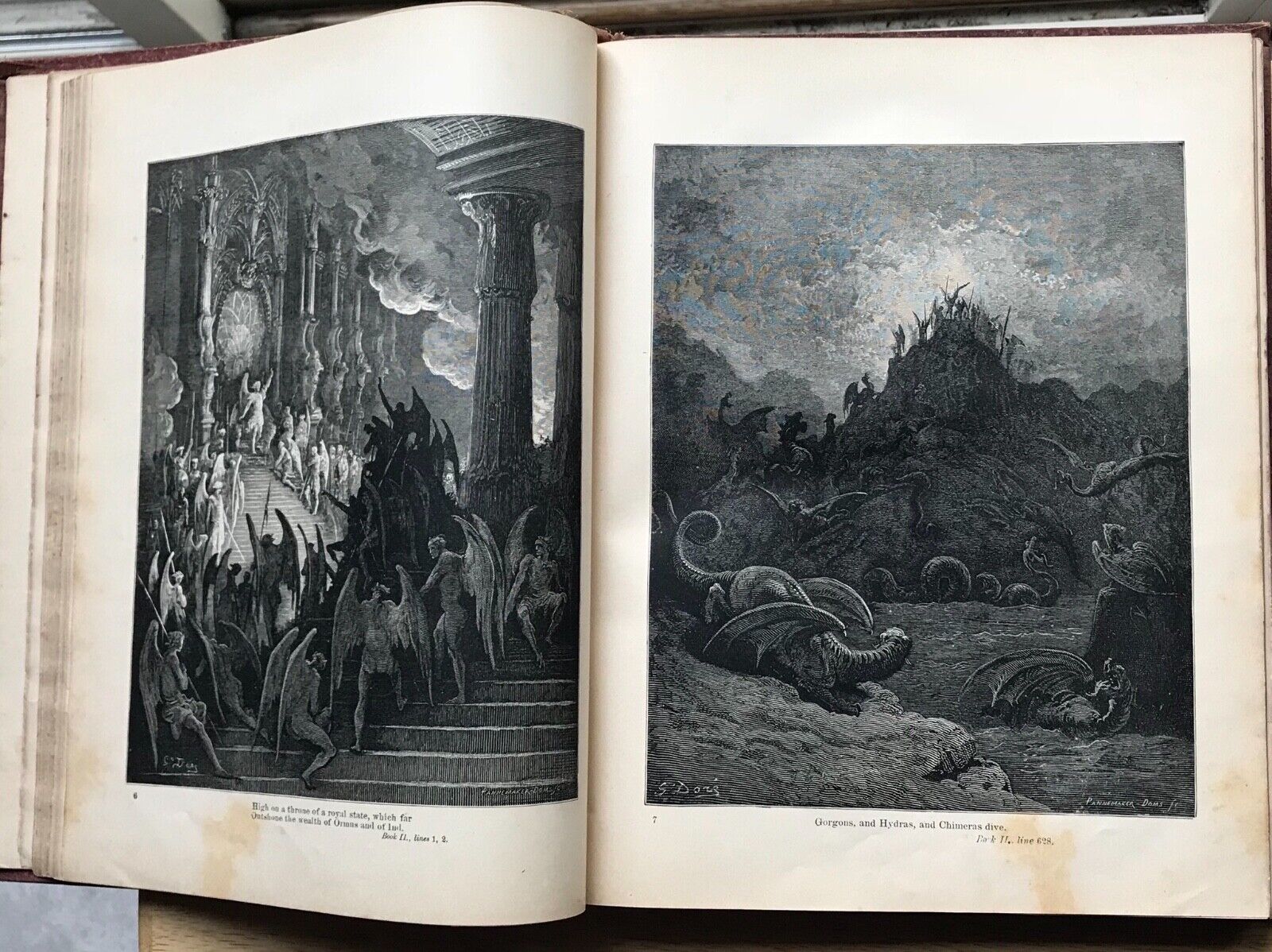 Illustration by Gustave Dore for Miltons Paradise Lost, Book VI, lines 874,  875