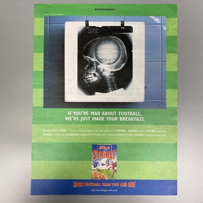 KELLOGG'S Strike Football Frühstücksflocken 1997 Vintage Retro Werbung