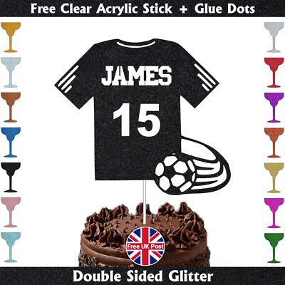 Personalisiertes Fußball-T-Shirt Tortenaufleger Geburtstag Tortenaufleger beliebiger Name & Alter UK