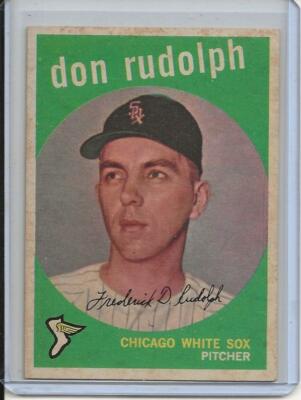 1959 Topps Baseball Card Don Rudolph Pitcher Chicago White Sox Near ...
