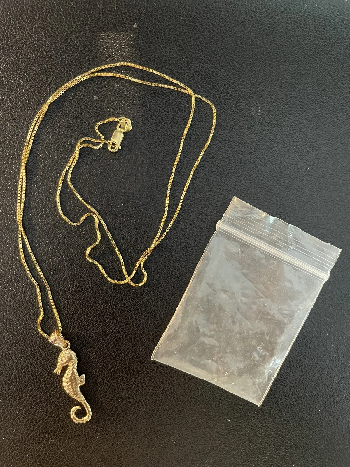[VENTE] Rare Collier Suprême Chaîne Pendentif Hippocampe Or 14k 2016ss