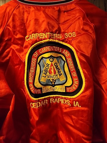Vintage United Brotherhood of Carpenters Union Jacket Mens, L, Cedar Rapids IA - Picture 2 of 6