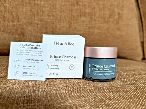Fleur & Bee Prince Charcoal Detox Clay Mask 2.5oz Vegan Cruelty-Free NEW - Picture 3 of 6