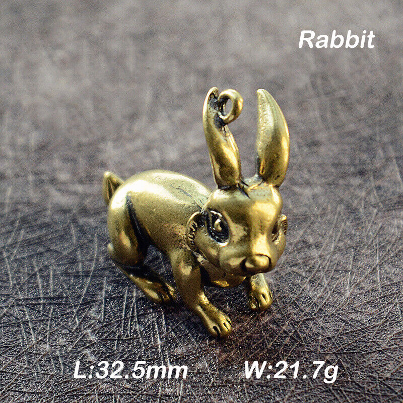 Brass Rabbit Statue Ornament Mini Animal Figurine Home Office De
