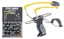 High Velocity SlingShot Hunting Package  30pc Metal Ammo Auto Feed System Black