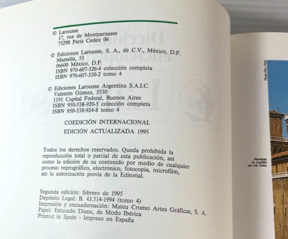 Diccionario Enciclopedico Larousse 8 Volumenes In Color 1995 2nd Edition Spanish - Image 3 of 4