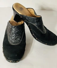 Sofft Shoes Womens 6.5 M Studded Heels Mules Slip On 1009301 Black Suede Comfort