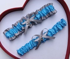NEW Gorgeous Turquoise Silver Wedding Garter Prom Homecoming GetTheGoodStuff A 