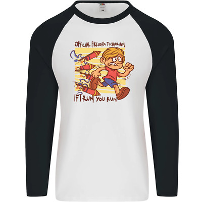 Lustiges Feuerwerk Bonfire Night Guy Fawkes Herren L/S Baseball T-Shirt