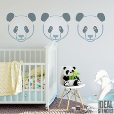 Wall stencil Nursery Panda Face Home Decor Painting Art Craft Ideal Stencils Ltd