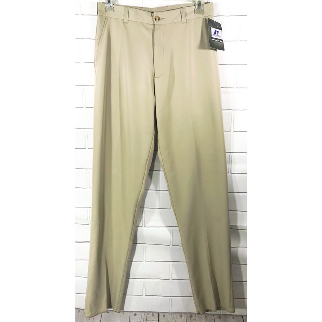 Russel Athletic Beige Khaki Flat Front Unhemmed Football Coaching Pants