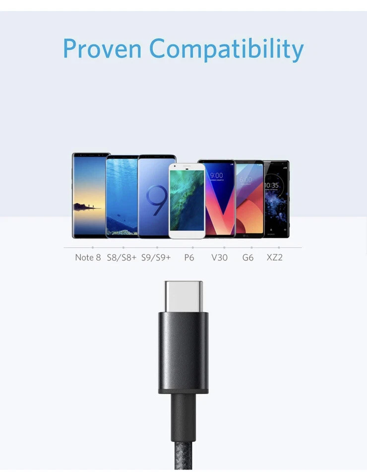 Anker Premium Nylon USB A to Type C Charging Cable for Galaxy S10/S9 [2Pack-6ft] - Image 2 of 4