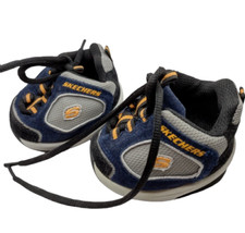 Build-a-Bear Workshop Skechers Shoes Sneakers Boys Navy Blue Grey With Yellow